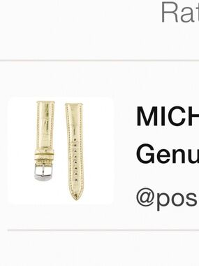 MICHELE 18mm Metallic Gold Genuine Alligator Watch Strap